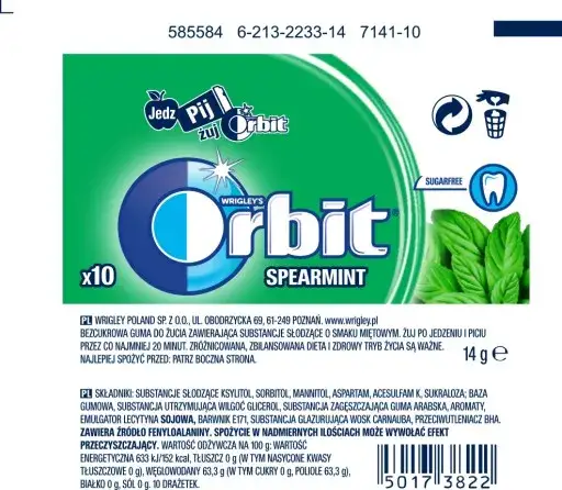 Ile kcal ma guma orbit? Dokładne wartości kaloryczne dla różnych smaków