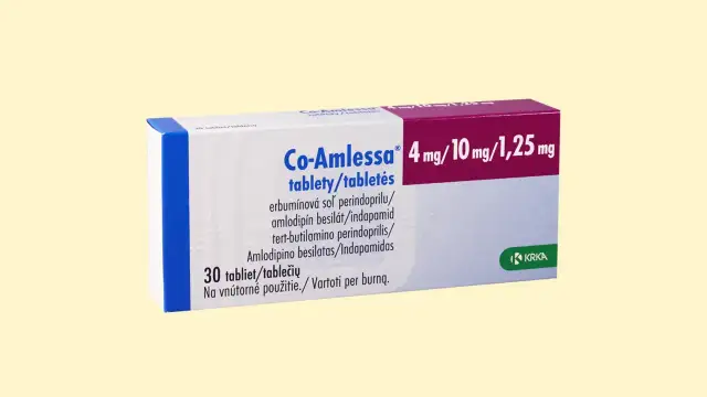 Opakowanie leku Co-Amlessa 4 mg/10 mg/1,25 mg na nadciśnienie.