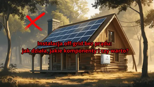 Drewniany domek z panelami słonecznymi na dachu. Instalacja off-grid zapewnia niezależność energetyczną.