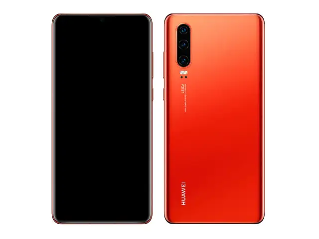 Pomarańczowy Huawei P30 z przodu i z tyłu. Poznaj jego wymiary i możliwości fotograficzne z obiektywami Leica.