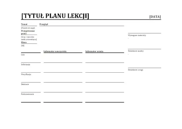Jak zrobić plan lekcji w Excelu - krok po kroku bez błędów