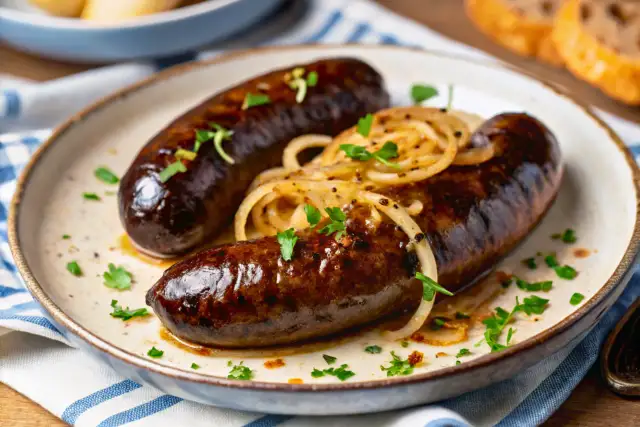 Kaszanka z cebulką i natką pietruszki. Czy kaszanka a cukrzyca to dobry wybór? Zależy od składników i ilości.