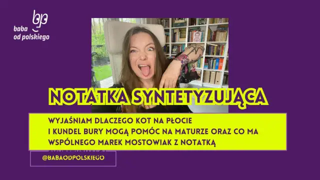 Kobieta z wywieszonym językiem, tworząca notatka syntetyzująca o kocie na płocie i kundlu bury.