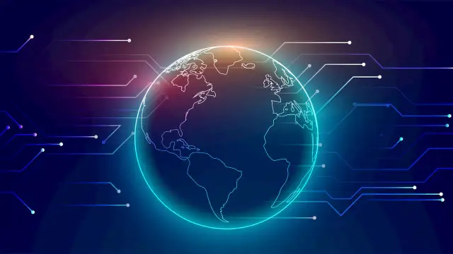Świat połączony liniami, symbolizującymi sieć. Czy to już era 5g co to za technologia?
