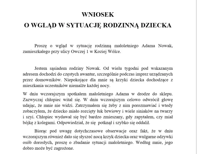Jak napisać pismo do sądu rodzinnego, aby uzyskać pomoc dla dziecka