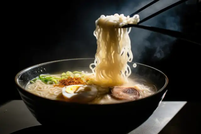 Gorący, parujący ramen z jajkiem i mięsem. Zastanawiasz się, ile kosztuje ramen?