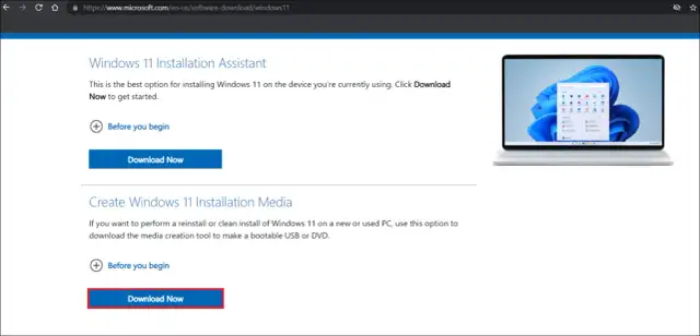 Pobierz narzędzie do tworzenia nośnika instalacyjnego Windows 11, aby przygotować bootowalny USB lub DVD.