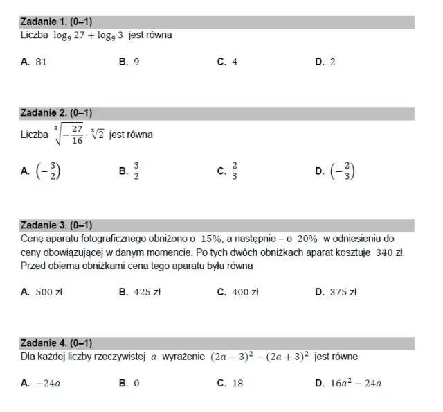 Matura matematyka 2023: Struktura arkusza, zadania, punkty