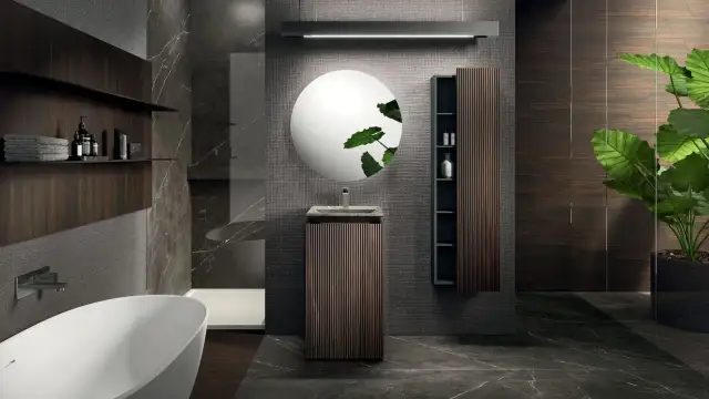 Baños gris y madera: el secreto para un diseño moderno y acogedor