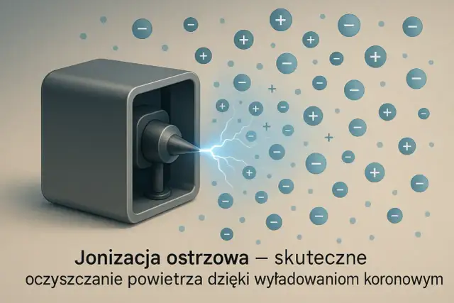 Urządzenie emituje wyładowania, które inicjują jonizację powietrza, tworząc jony dodatnie i ujemne.