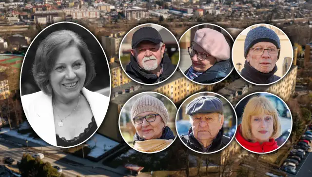 Barbara Skrzypek z mężem i innymi osobami na tle miasta.