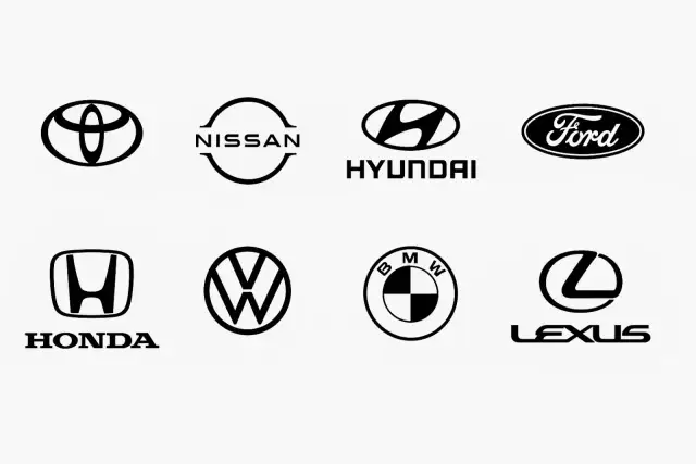 Loga Toyota, Nissan, Hyundai, Ford, Honda, Volkswagen, BMW i Lexus – wybór najlepszych marek samochodów.