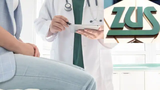 Lekarz z tabletem i logo ZUS. Czy lekarz może wystawić L4 wstecz?