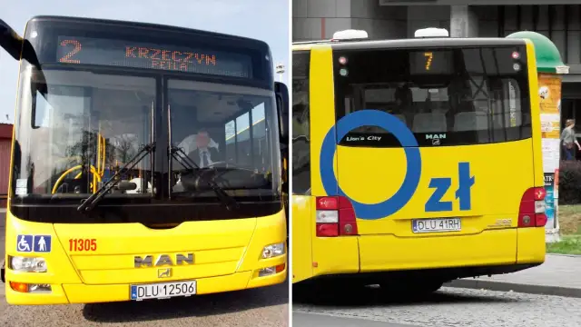 Żółty autobus MAN Lion's City. Zastanawiasz się, ile kosztuje bus z Lubina do Legnicy?
