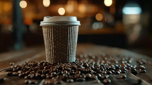 Kubek kawy na ziarnach. Czy kawa szkodzi na wątrobę? Badania sugerują, że umiarkowane spożycie kawy może być korzystne dla wątroby.