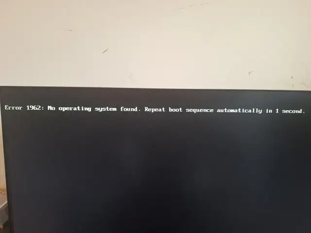 Błąd 1962: Nie znaleziono systemu operacyjnego. Powtarzanie sekwencji rozruchu. To może być problem z dyskiem, który kiedyś był częścią american megatrends.