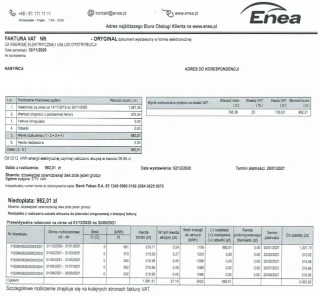 Gdzie znaleźć fakturę od Energi Faktura za prąd w Enei