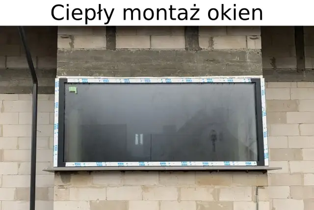 Nowe okno w trakcie ciepłego montażu okien. Widać taśmy uszczelniające VEKA.