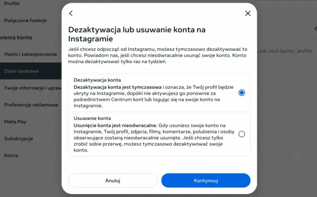 Jak usunąć konto na Instagramie i uniknąć utraty danych