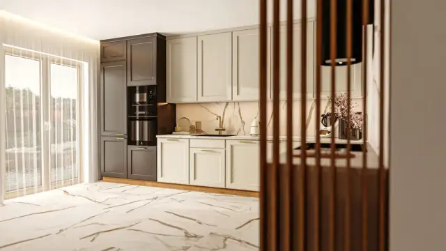 Oddzielenie kuchni od salonu: Modne lamele, ścianki, wyspy i triki