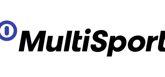 Logo MultiSport z niebieskim okręgiem i białą pionową kreską.