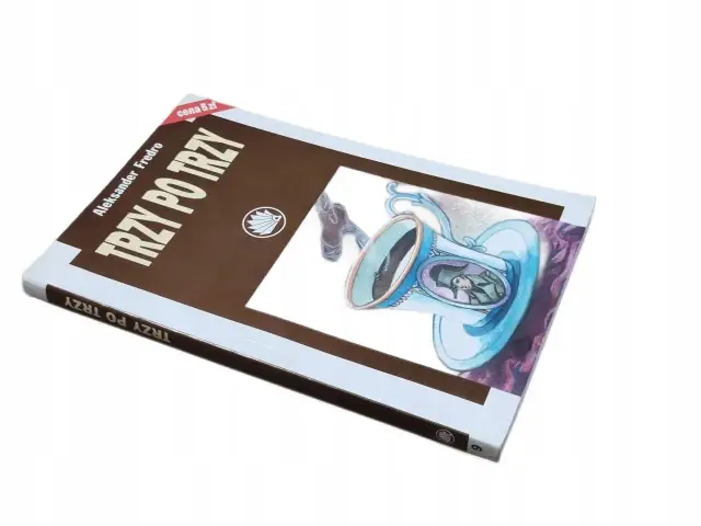 Okładka książki "Trzy po Trzy" Aleksandra Fredry, z ilustracją nawiązującą do baśni o trzech braciach i królewnie.