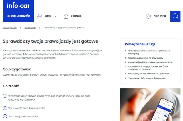 Prawo jazdy do odbioru? Sprawdź status online! Info-Car, mObywatel