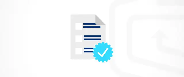 Dokument z listą i zaznaczonym elementem, symbolizujący poprawność.