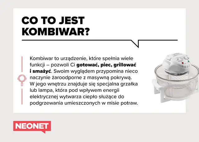 Biały kombiwar z szklaną misą i metalową kratką w środku.