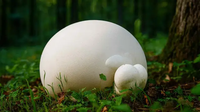 Ogromna, biała czasznica olbrzymia wyrasta w lesie. Jej niezwykłe czasznica olbrzymia właściwości budzą zainteresowanie.