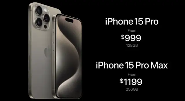 Nowy iPhone 15 Pro i Pro Max w kolorze tytanowym. Ceny zaczynają się od 999 USD.