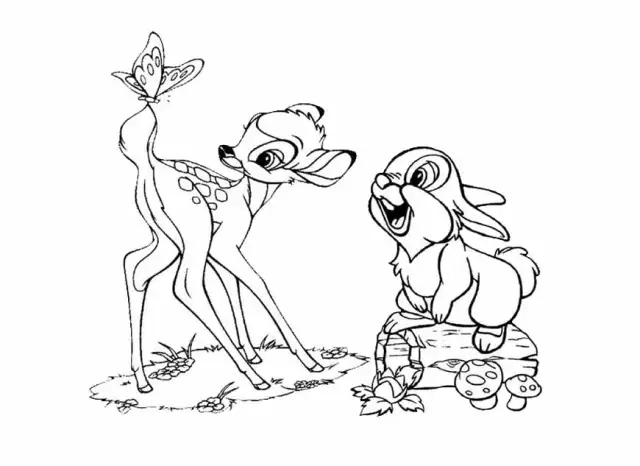 Bambi kolorowanka do druku – darmowe i łatwe do wydrukowania dla dzieci