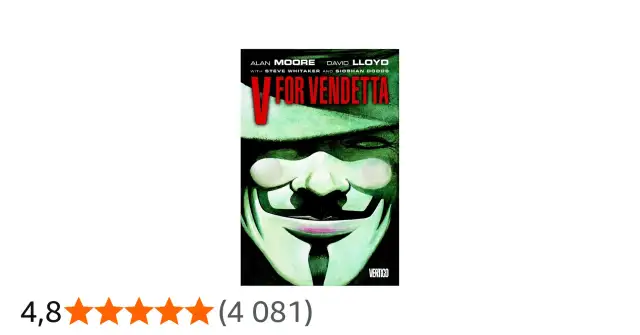 Okładka komiksu V jak Vendetta z charakterystyczną maską Guya Fawkesa.