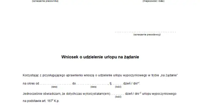 Wzór wniosku o urlop wypoczynkowy - wniosek urlopowy pdf, wzór wniosku urlopowego, wniosek o urlop wzór do druku