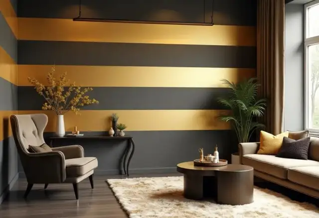 Jak zrobić złote paski na ścianie bez smug i zniszczeń