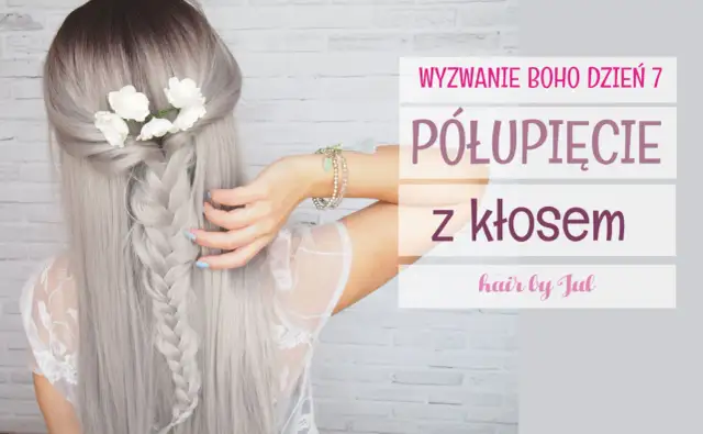 Piękna fryzura boho z warkoczem i kwiatami we włosach. Idealna na letnie dni.