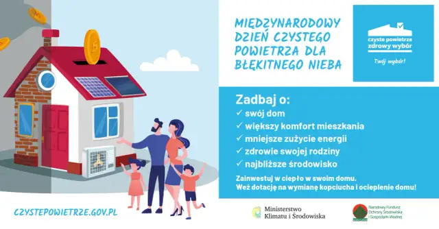 Rodzina dba o dom z panelami słonecznymi i klimatyzatorem. Czyste powietrze to zdrowy wybór, a wymiana kopciucha i ocieplenie domu to inwestycja w przyszłość.