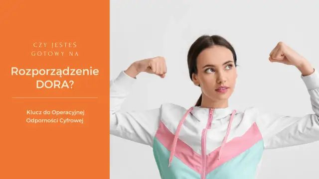 Gotowa na Rozporządzenie DORA? Młoda kobieta pokazuje siłę, symbolizując gotowość na nowe wyzwania cyfrowe.