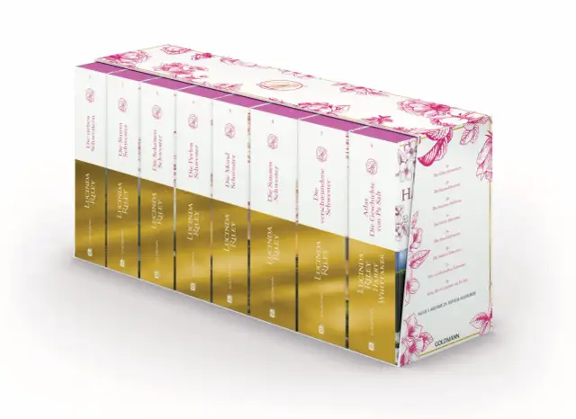 Schuber mit 8 Büchern von Lucinda Riley, die "Die sieben Schwestern"-Reihe.