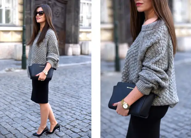 Stylizacje z szarym swetrem, które zachwycą i dodadzą stylu