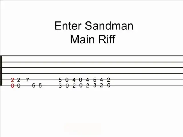 Tabulatura gitarowa do "Enter Sandman" - główny riff.