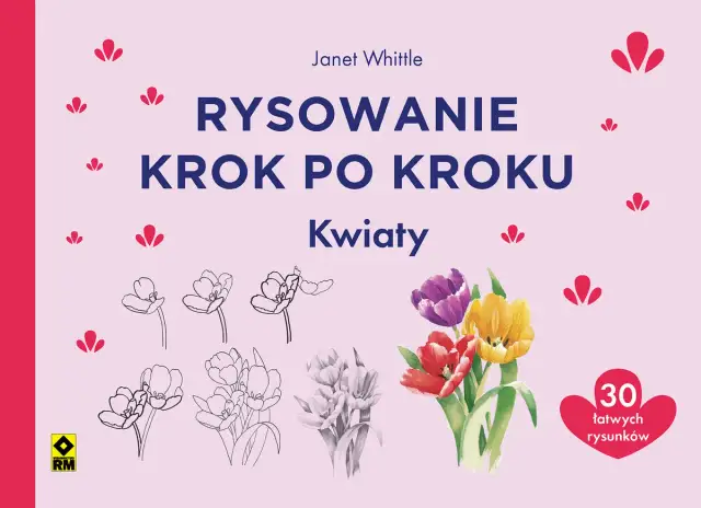 Jak narysować kwiaty w wazonie krok po kroku: ilustracje z poradnika Janet Whittle.