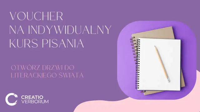 Voucher na indywidualny kurs pisania. Otwórz drzwi do literackiego świata. Notatnik i ołówek czekają na Twoje historie.