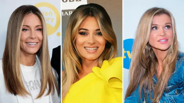 Trzy kobiety z długimi, blond włosami. Jedna w białej marynarce, druga w żółtej sukni, trzecia w dżinsowej kurtce.