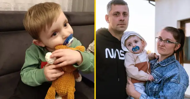 Dziecko z zabawką i rodzina z dzieckiem.