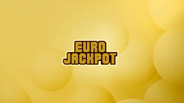 Logo Eurojackpot na żółtym tle z okręgami.