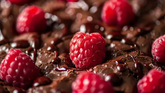 Browni z malinami - Przepis na czekoladowe brownie z soczystymi malinami