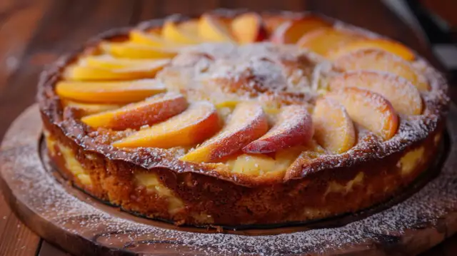 Ciasto francuskie z serem - Przepis na ciasto z serem i brzoskwiniami