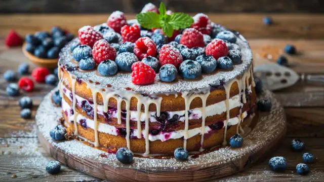 Ciasto z borówkami - Przepis na ciasto z białą czekoladą i malinami
