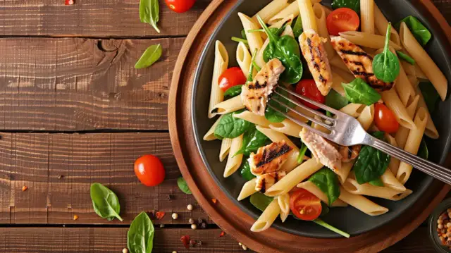 Makaron z pomidorkami koktajlowymi i kurczakiem - Przepis krok po kroku